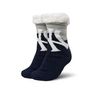 MLB Yankees Slipper Socks New York Stripe Logo Tall Footy Navy L New Series Soft